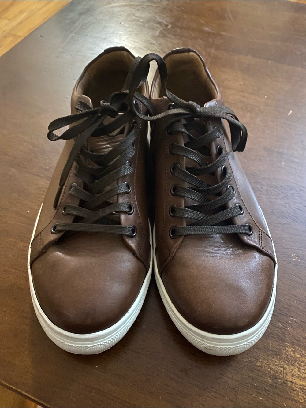 Thursday Boot Company Brown Leather Low-Top Sneakers with White Sole